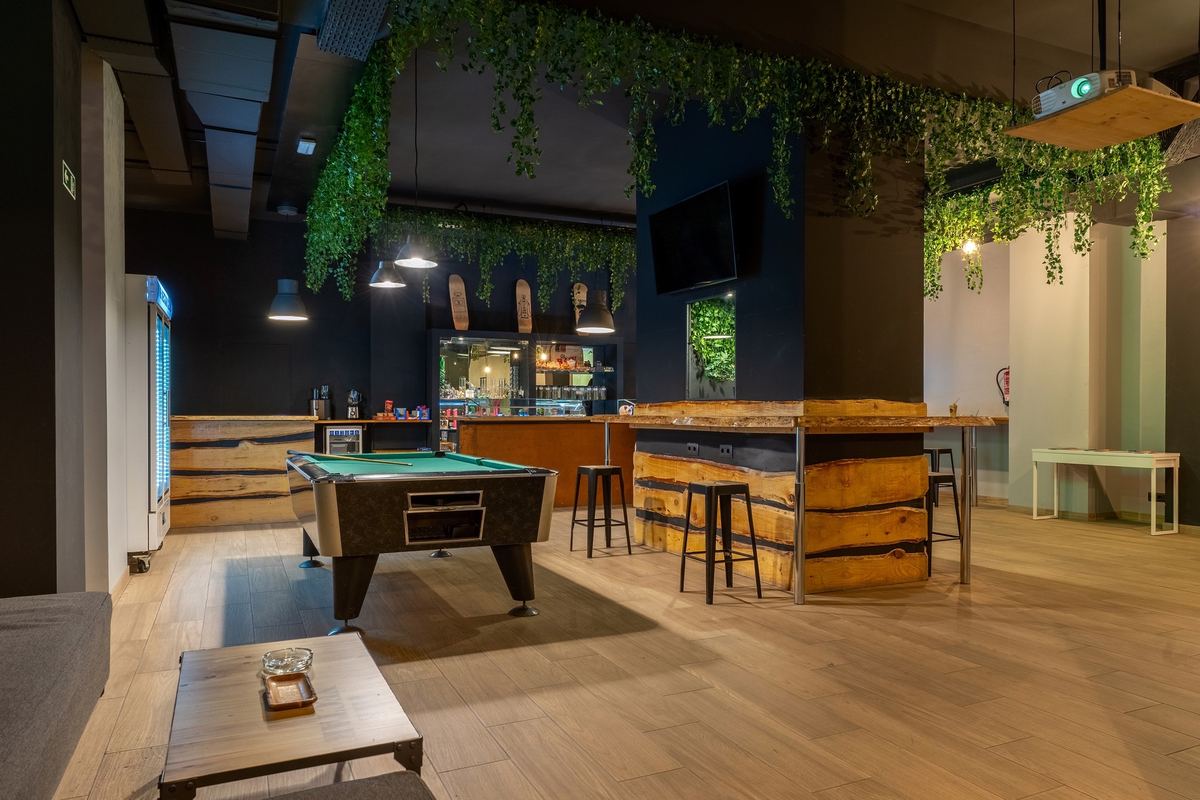 The pool table in the main room