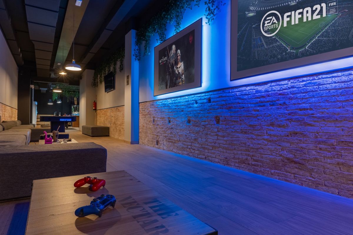 Soft sofas and the PlayStation corner
